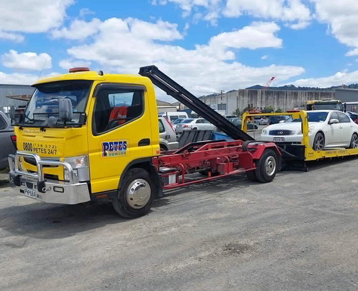 Tow truck being loaded